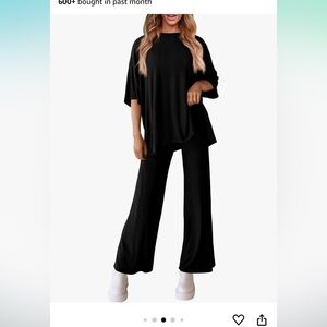 Black tunic, cargo pant set, Large